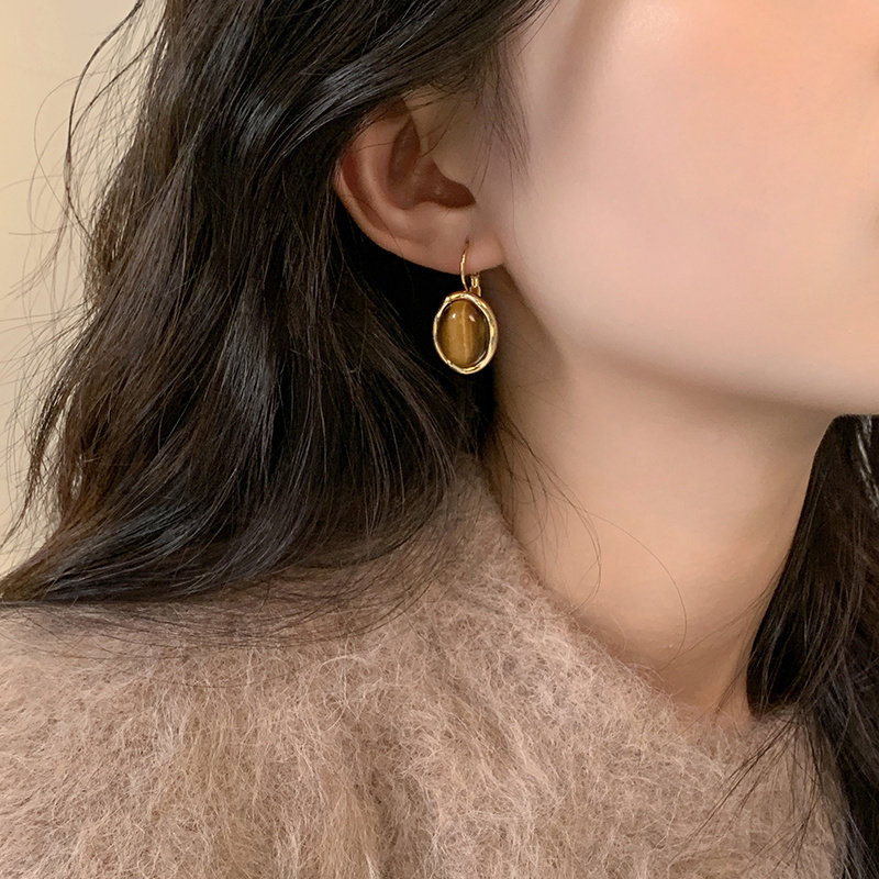 迷度小众设计复古美拉德虎眼石耳环气质简约棕色耳扣夸张耳饰个性,饰品/流行首饰/时尚饰品新,耳环,淘宝优惠券,粉丝福利购,淘宝优惠卷