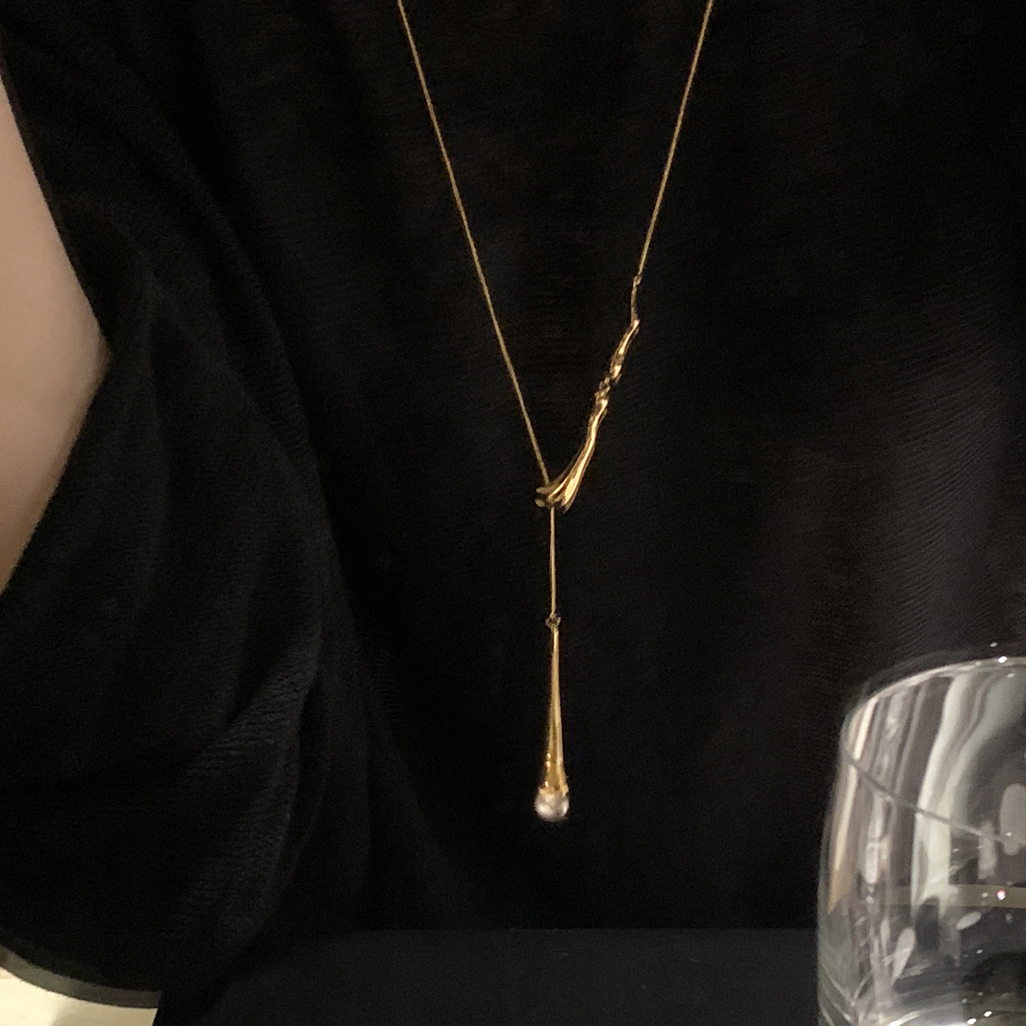 抽拉式水滴项链高级感小众毛衣链