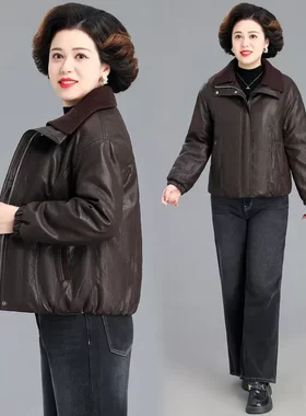 韩版翻领PU皮棉服女冬季新款加厚短款洋气减龄显瘦休闲皮棉衣外套