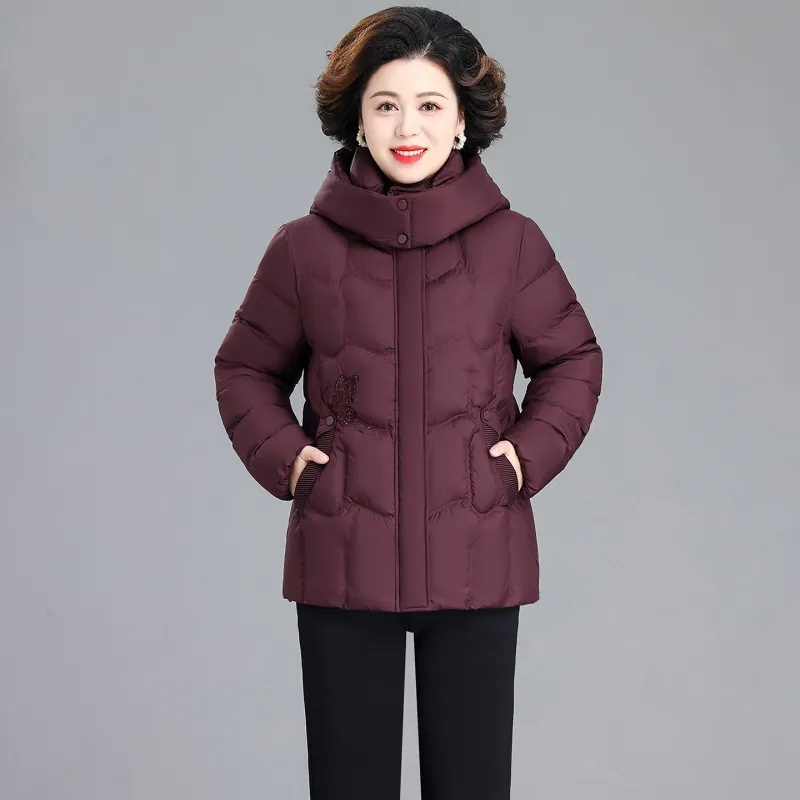 韩版连帽羽绒服女2026冬季新款加厚保暖显瘦百搭中年妈妈装外套潮