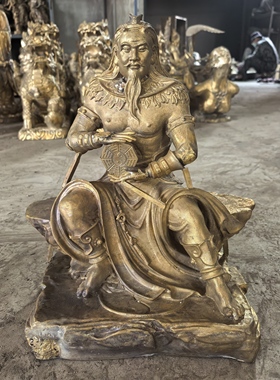 高度40公分纯铜《伏羲》 三皇八卦道家神像 人文始祖  家用供奉