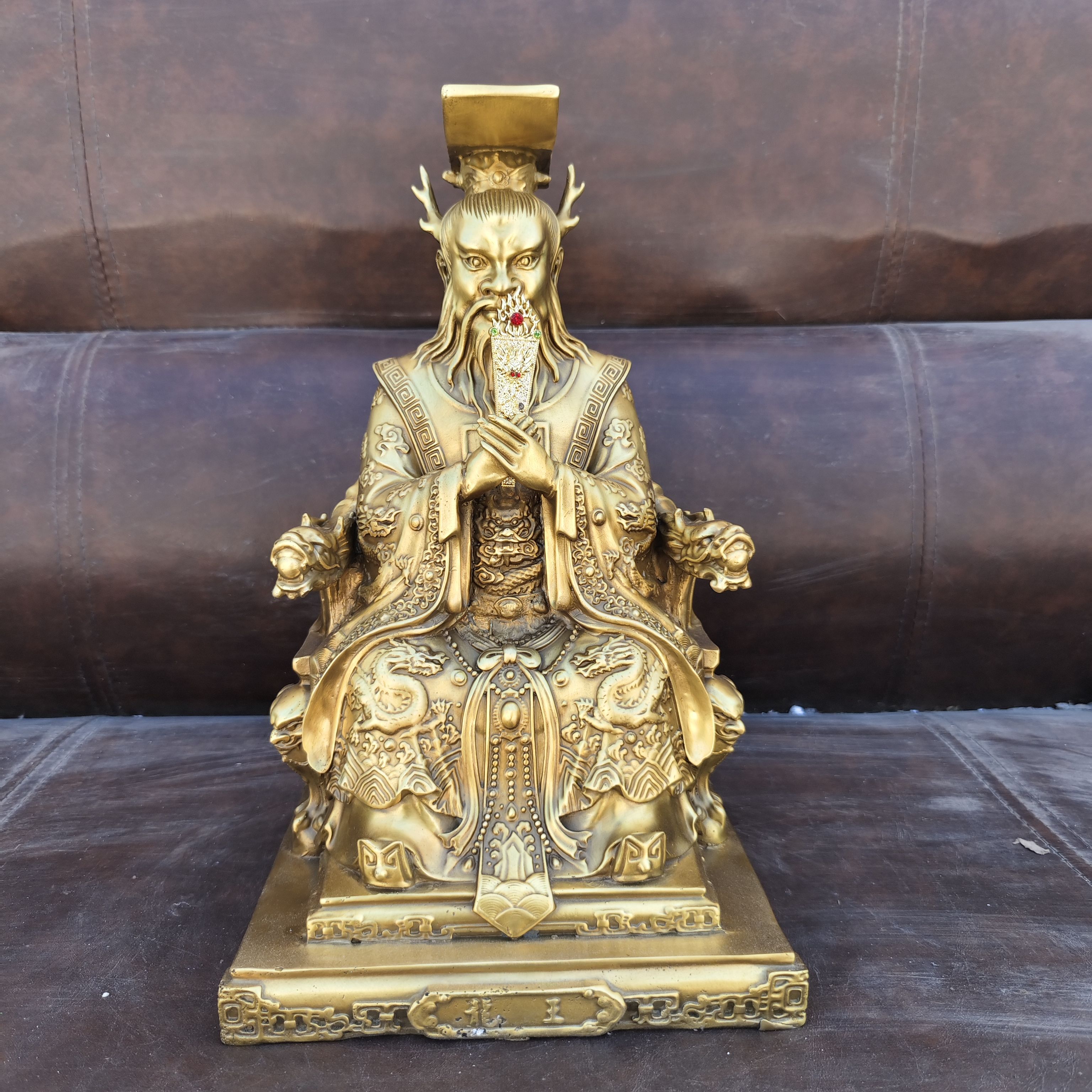 纯铜龙王摆件东海龙王坐像令牌龙王坐像家居工艺品坐龙椅大号龙王