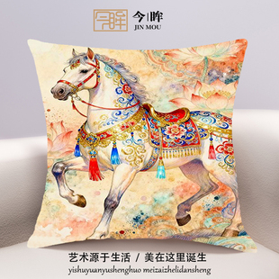 神驹纳祥十字绣抱枕2026年新款客厅沙发卧室床头靠枕小件手工满绣