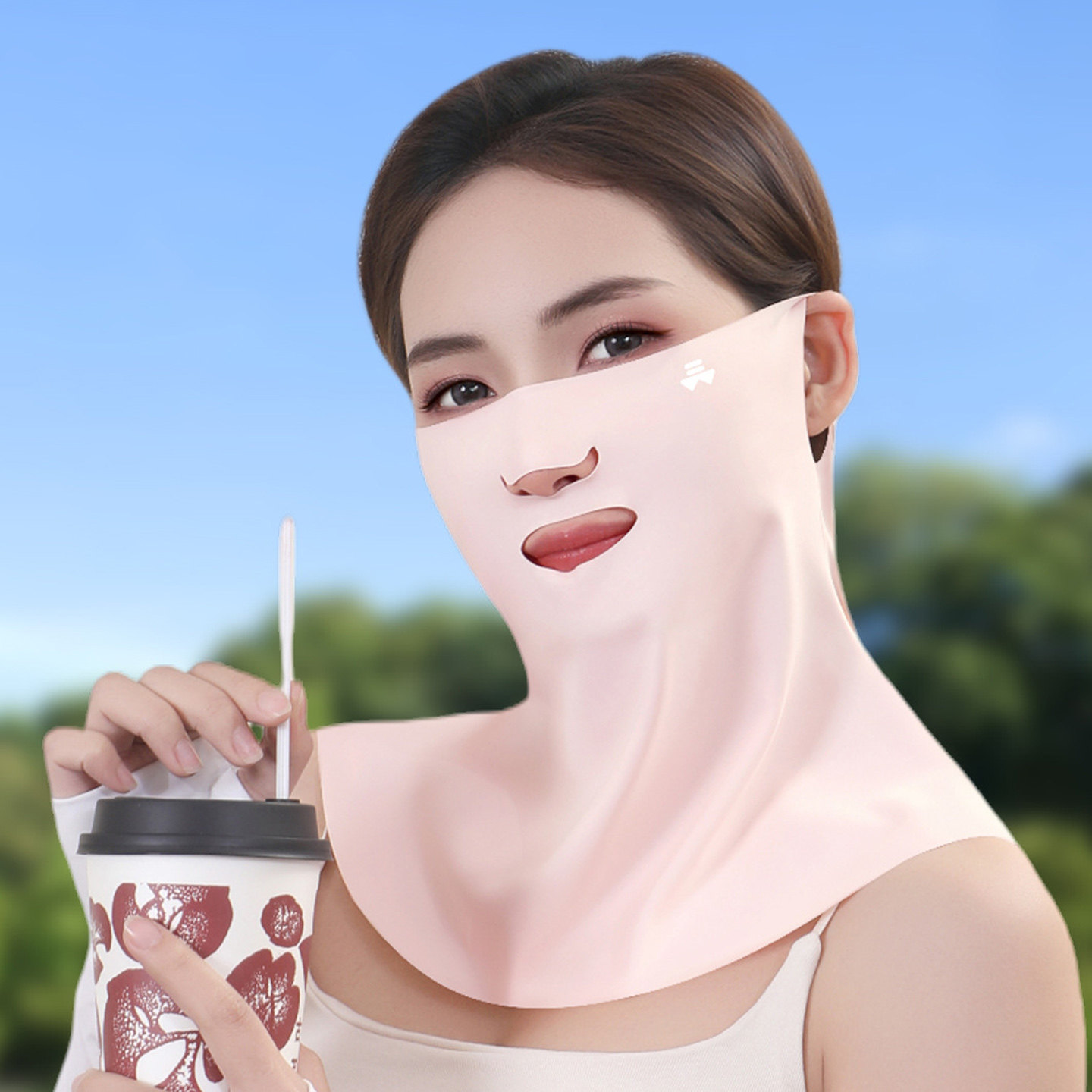 夏季外卖骑车遮阳防晒口罩冰丝凉感防晒面罩防紫外线女男围脖