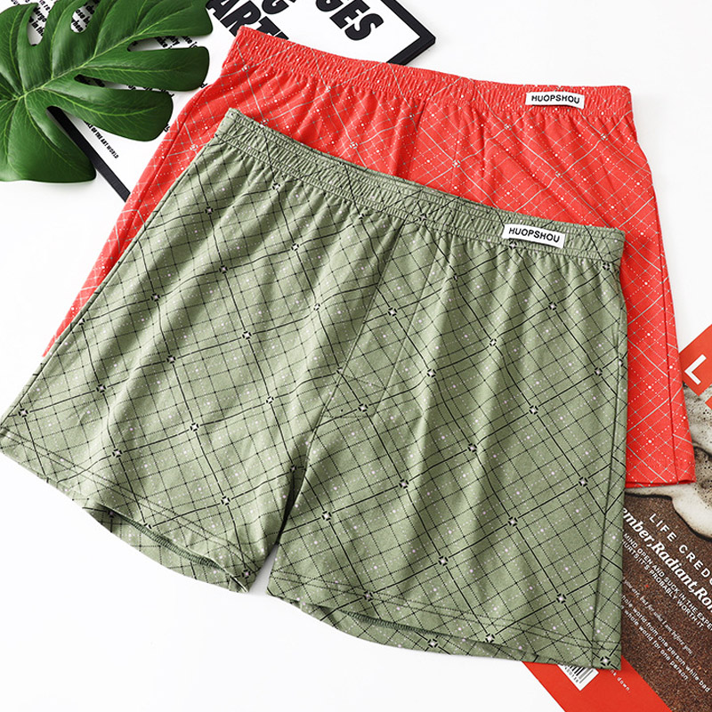 男士纯棉内裤宽松平角裤大码四角裤休闲短裤居家睡裤男阿罗裤2026