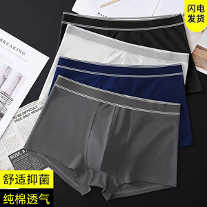 纯棉秋冬季内裤男士大码运动四角裤抗菌透气平角裤潮流裤衩
