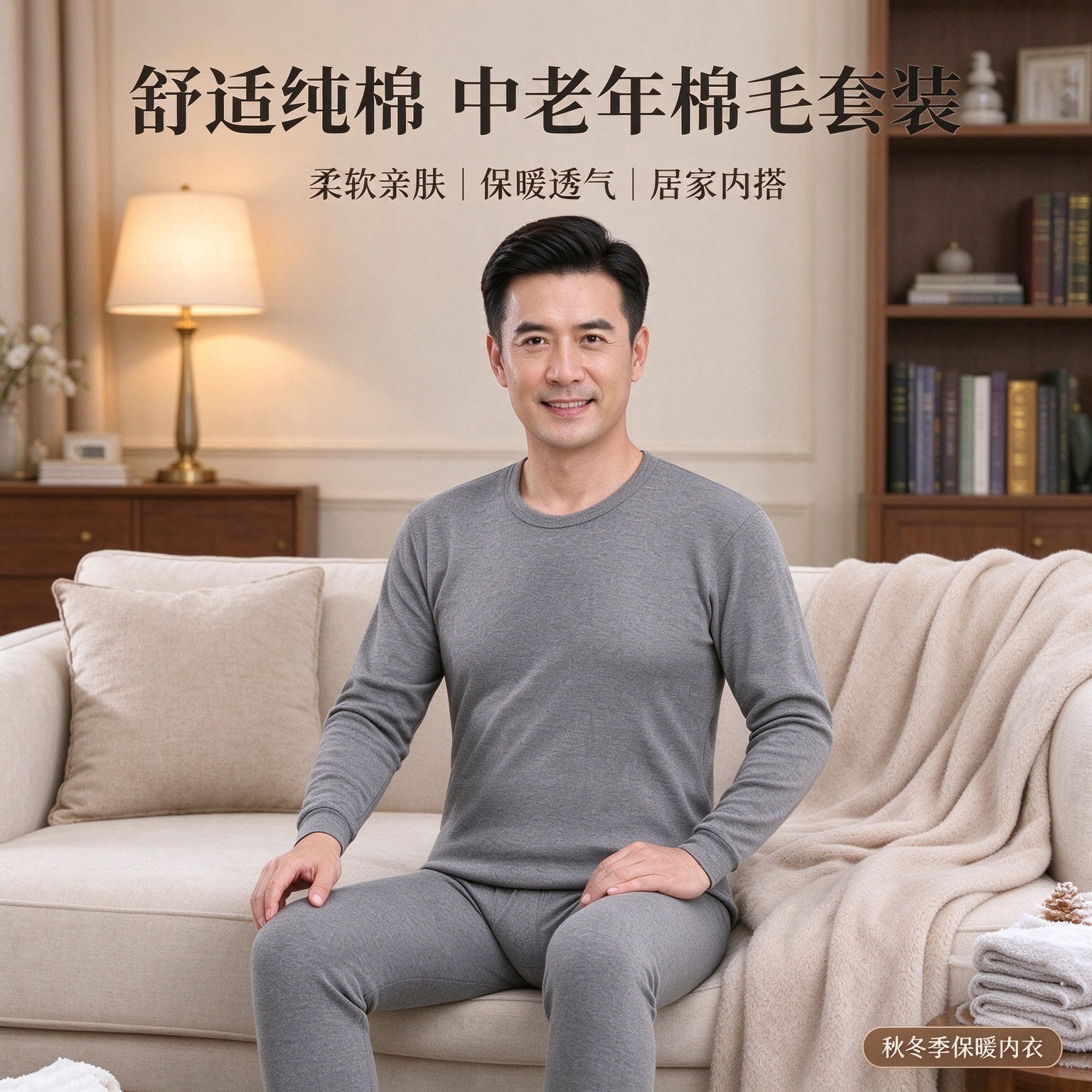 男士保暖内衣套装中老年纯棉秋衣秋裤薄款棉毛衫全棉男秋冬季男款