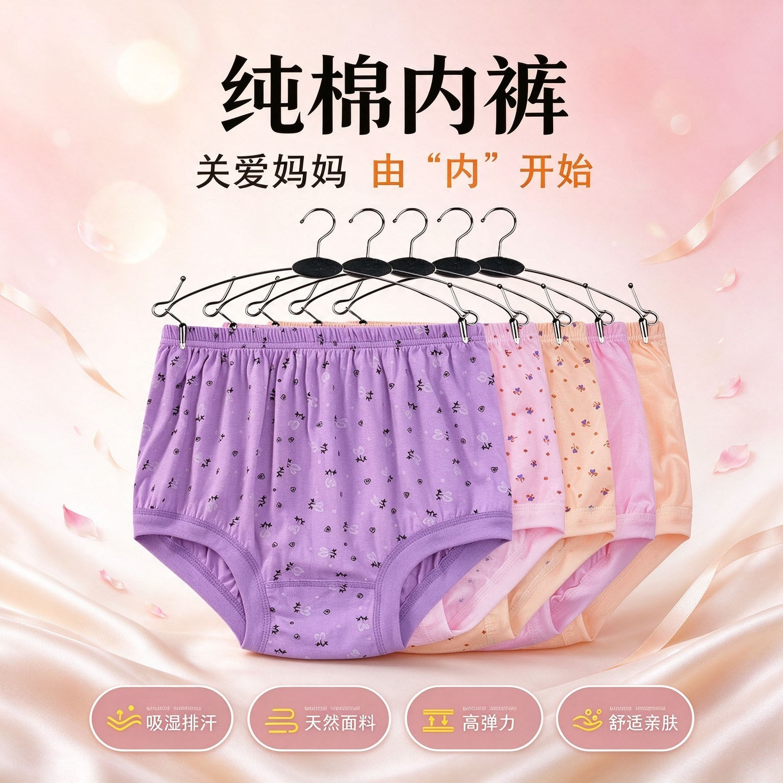 纯棉女士三角裤中老年妈妈裤衩大码头内裤女老人短裤宽松中裤头