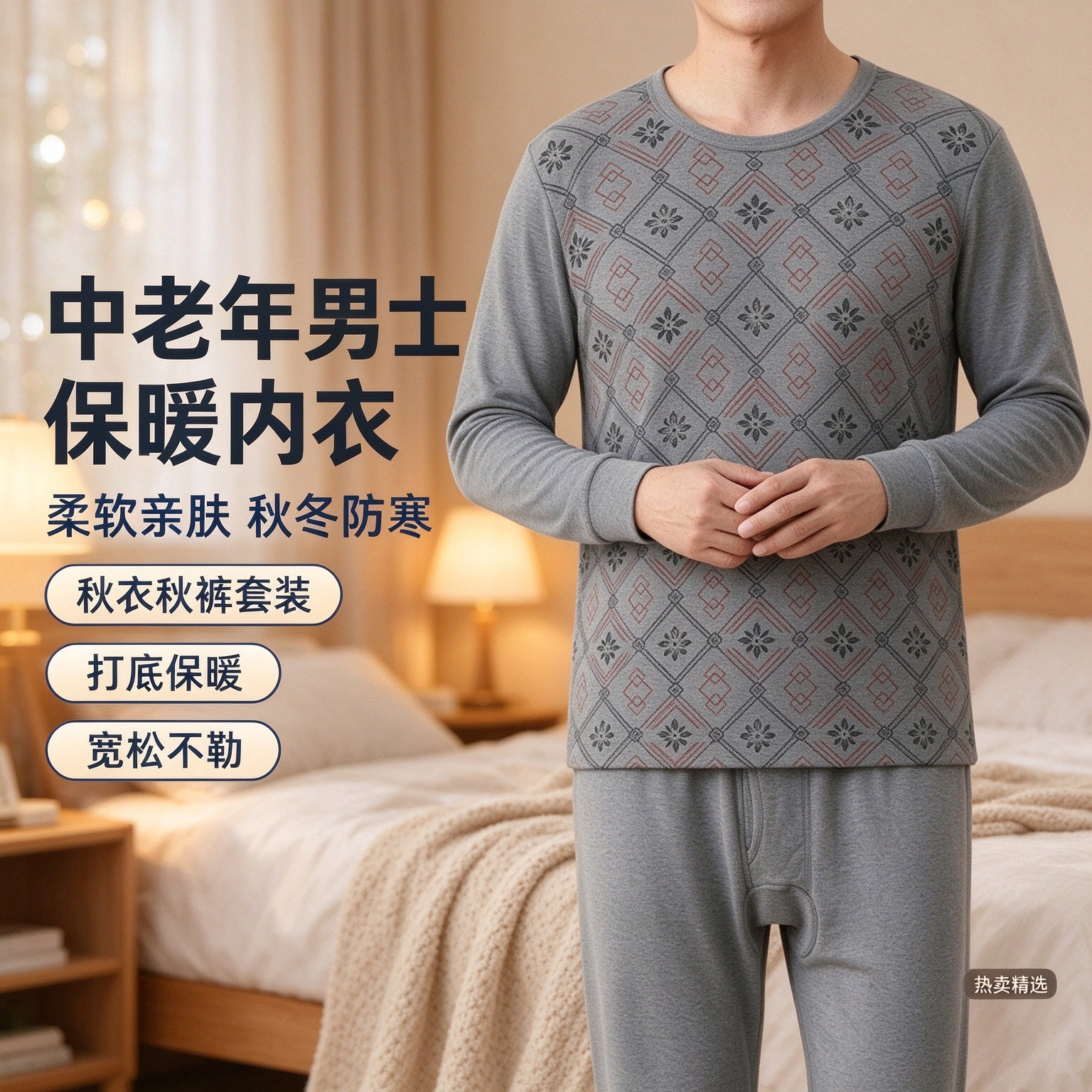 男士纯棉秋衣秋裤中老年套装秋冬季爸爸装保暖内衣打底秋装男款棉