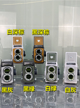 四色双反相机模型皮革摆件样板间