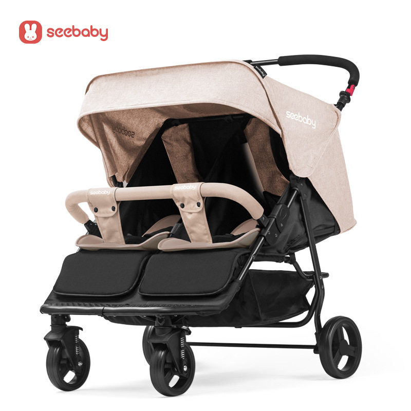 SEEBABY可折叠坐躺双人双胞胎并排BB外出神器宝宝双胞手推车