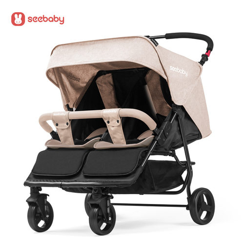 SEEBABY可折叠坐躺双人双胞胎并排BB外出神器宝宝双胞手推车