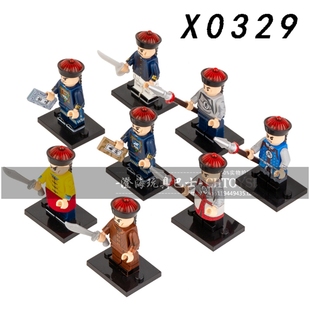 第三方中古清朝士兵锦衣卫文武官八旗兵拼装积木人仔玩具X0329