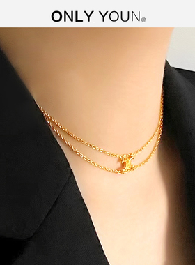 李庚希明星同款凯旋门双层项链