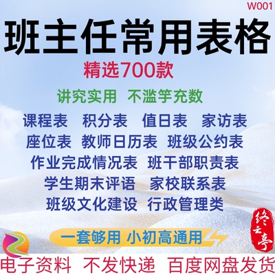 班主任老师教师工作常用表格登记工作计划考核表教学进度表电子版