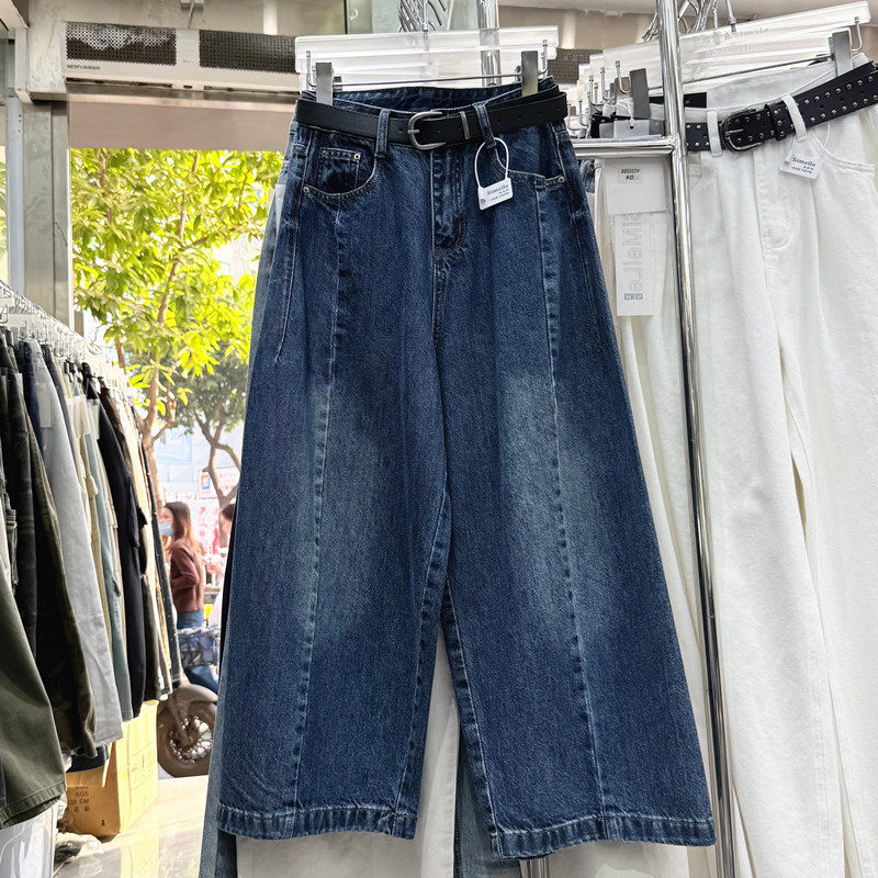 时髦精的8分裤夏季韩版复古深蓝全棉洗水宽松阔腿八分牛仔裤女,女装/女士精品,牛仔裤,淘宝优惠券,粉丝福利购,淘宝优惠卷