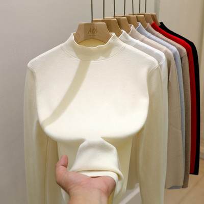 半高领针织打底衫女宽松2025秋冬