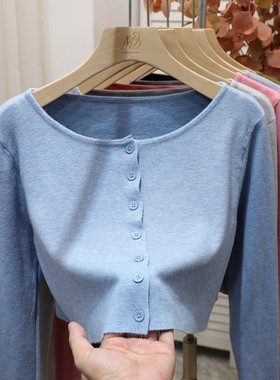 倪妮同款美式甜辣超短款辣妹修身上衣女春秋外套bm风针织开衫女