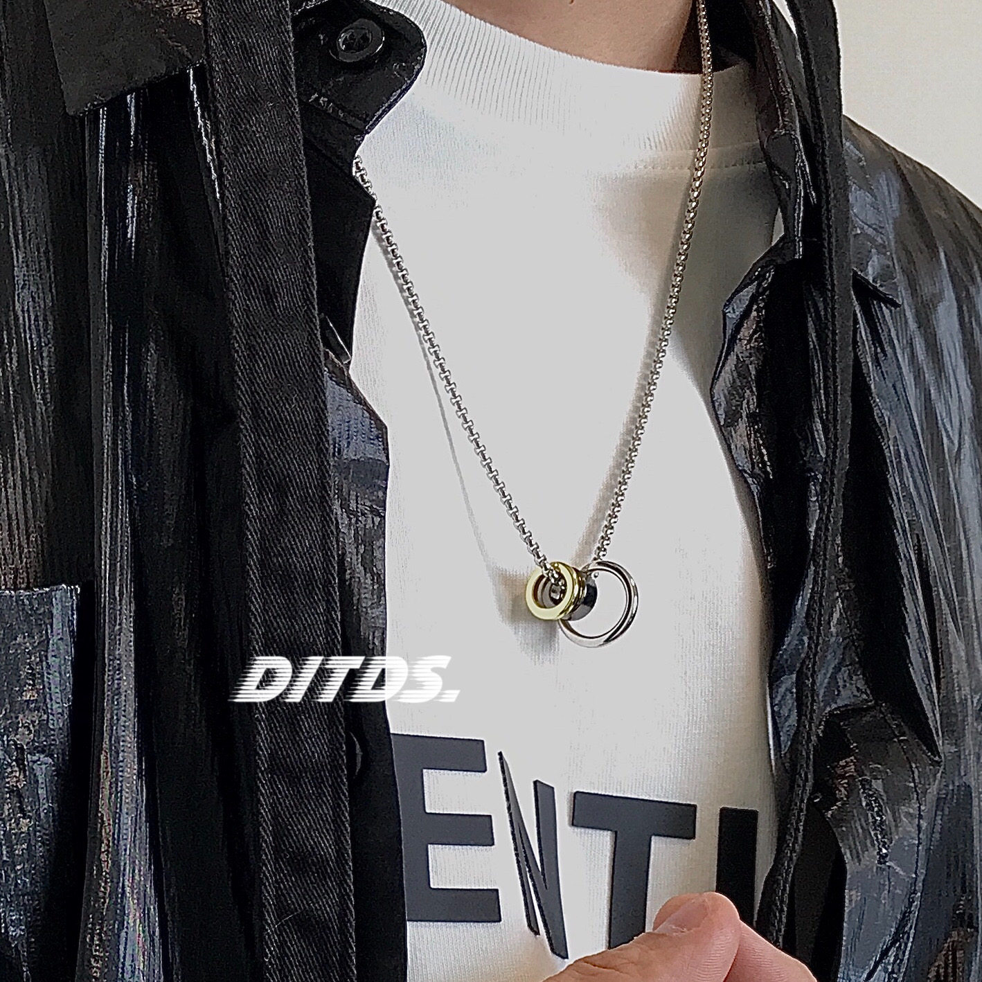 潜入深海*为你定制一条项链 不褪色钛钢三环简约设计首饰国潮男女