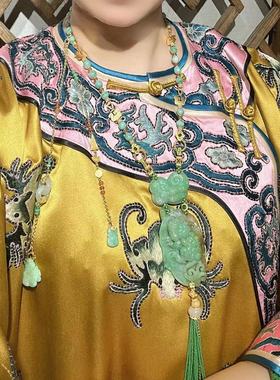 瑜玥传琦香云纱宋锦老软缎桑蚕丝刺绣太太服格格服大水袖盘扣中式