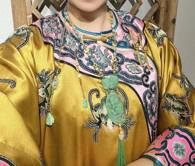 长袖桑蚕丝刺绣中式宽松斜襟