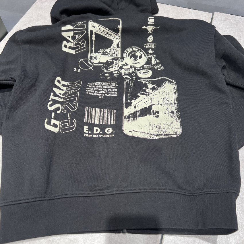 G-STAR专柜正品男潮流多LOGO拉链字母宽松开衫帽衫运动卫衣25105