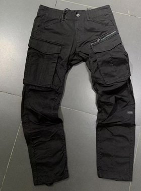 G-STAR专柜正品男潮流3D剪裁直筒版潮帅工装裤帆布裤D02190黑灰色