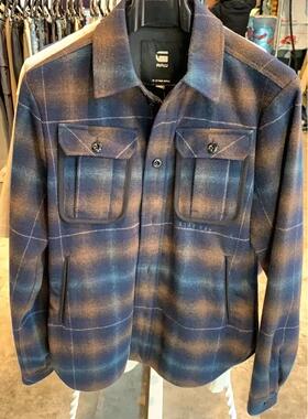 G-STAR专柜正品 男格子复古羊毛呢子大衣外套D18777.C902.C749