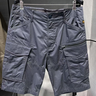 拼接纯色帆布短裤 STAR专柜正品 男潮流口袋拉链工装 D08566 五分裤