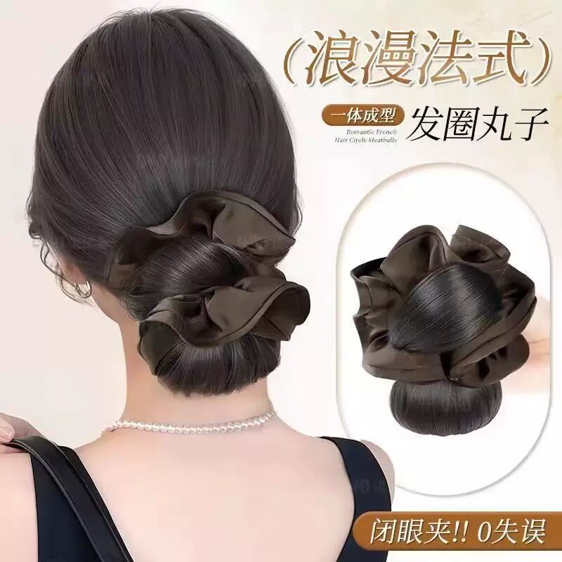低扎仿真丸子头抓夹发圈