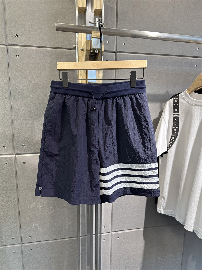 夏季新品 TB网格四道杠条纹短裤 松紧腰防晒运动休闲五分裤男女款