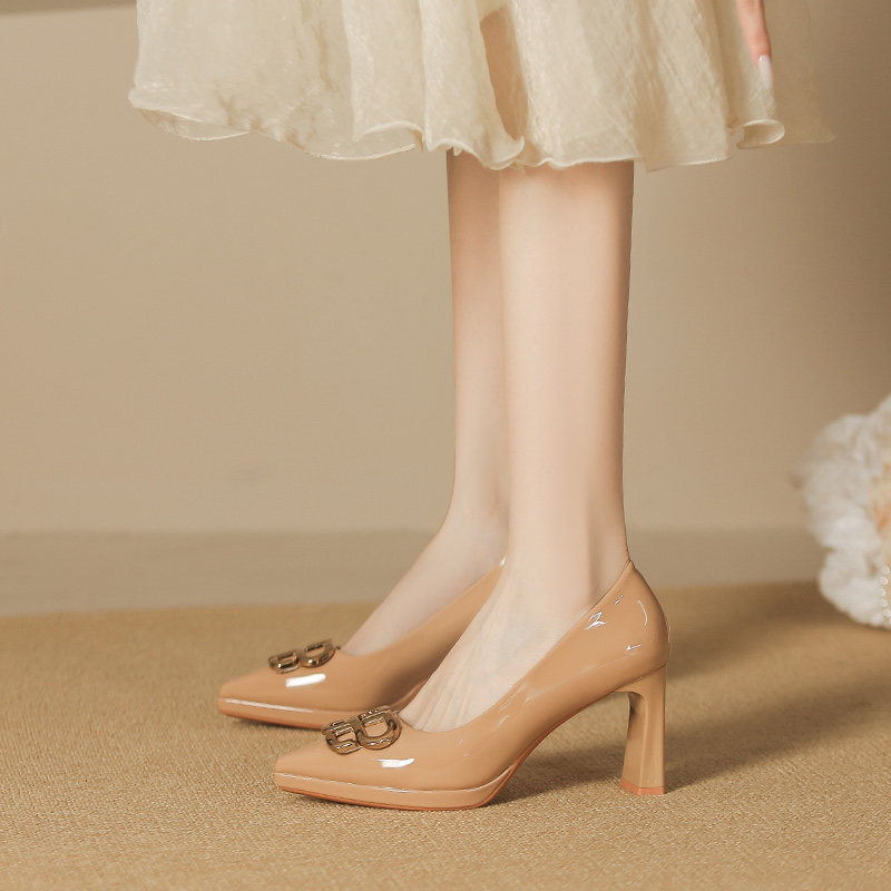 羊皮版~防水台高跟鞋女春秋粗跟不累脚绝美气质高级法式超火单鞋