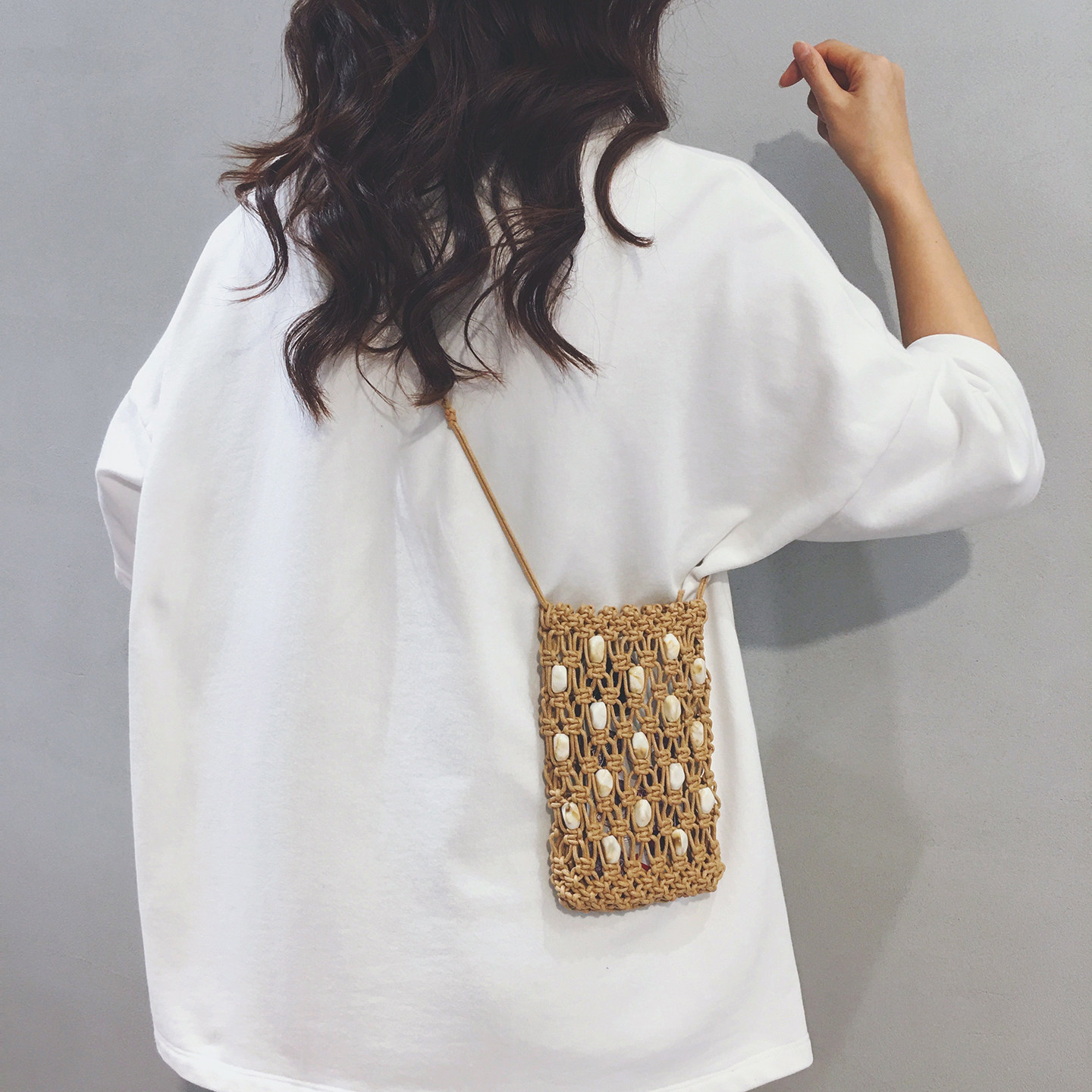 手工编织小包包女夏季2026新款潮韩版百搭手机包小众设计感斜挎包