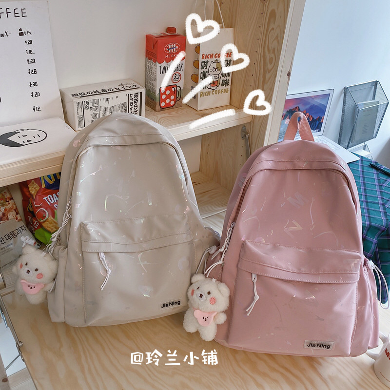 日系简约风双肩包韩版ins高中学生大容量背包初中生大学生书包女
