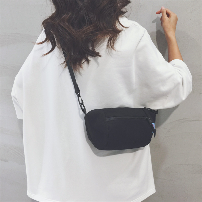 日系简约帆布小方包女韩版ins潮胸包手机斜挎小包情侣休闲单肩包