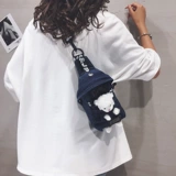 Tide, японская джинсовая сумка через плечо, милая универсальная мультяшная нагрудная сумка на одно плечо, с медвежатами