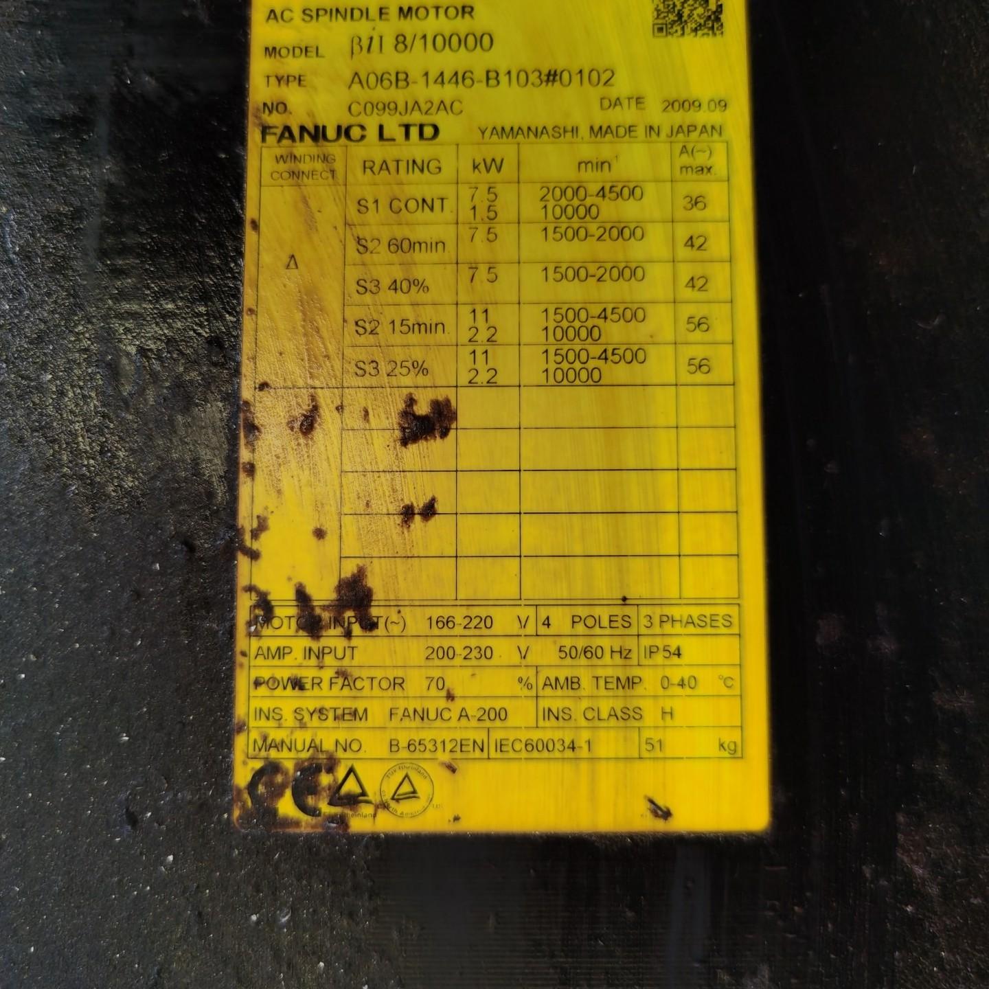 FANUC主轴电机 A06B-1446-B103成色如图