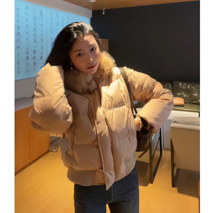 已出货！2026年冬季毛领连帽棉袄短款面包服韩版小个子宽松外套女