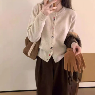 150小个子秋装 xxs 针织衫 上衣软糯圆领针织外套温柔百搭毛衣小开衫