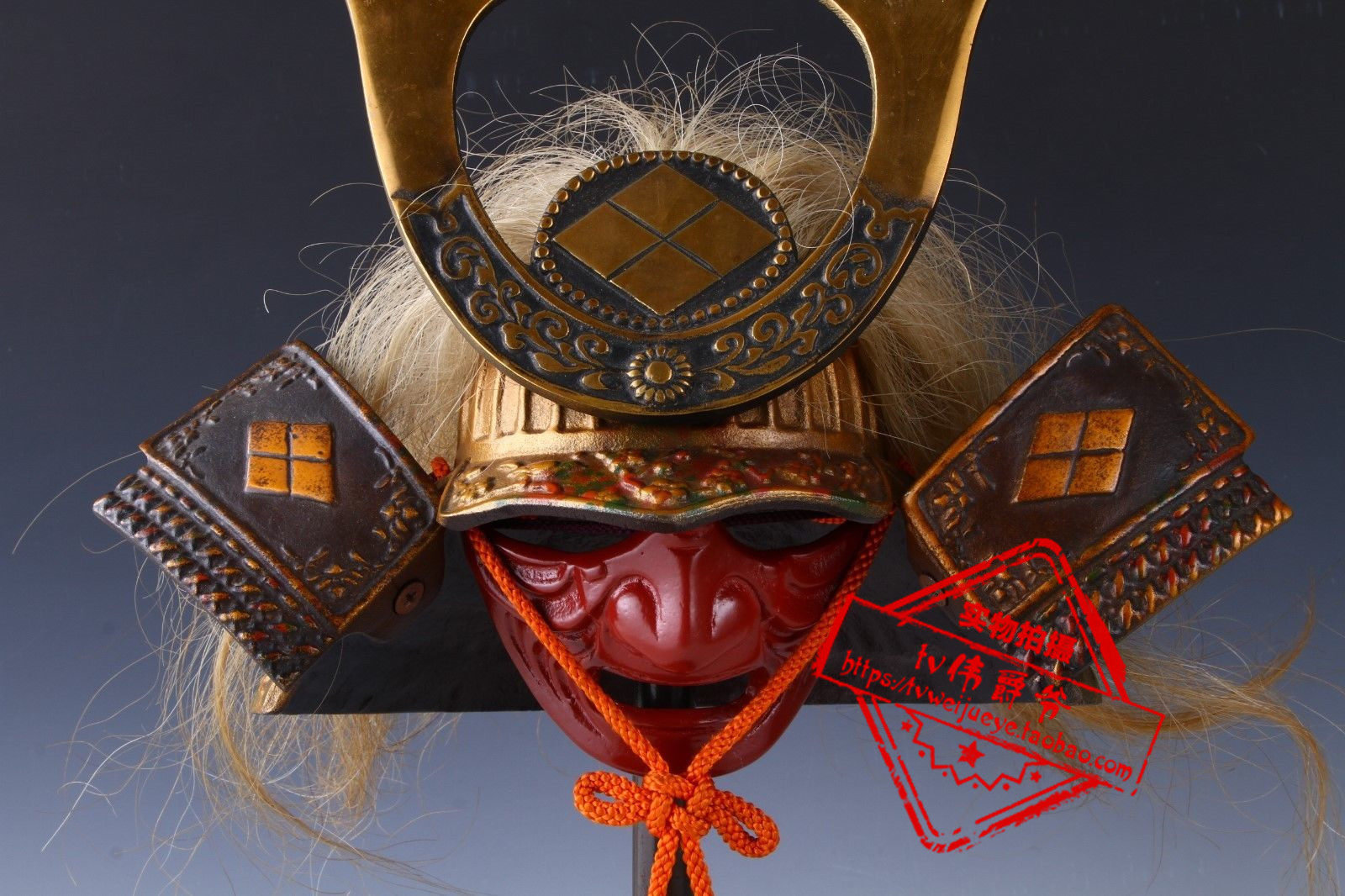 代购昭和日本武士小头盔武田信玄 kabuto 罕见家居摆件客厅复古