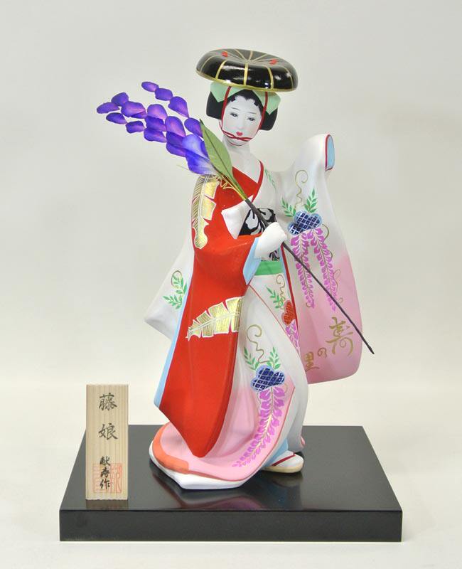 代购日本博多人形人偶美人物 立姿藤娘 大献寿作摆件雕像客厅艺妓