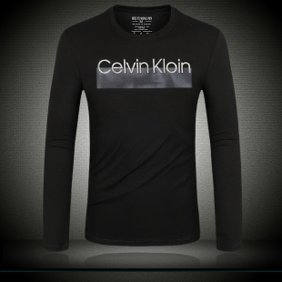 字母印花休闲百搭圆领体恤打底衫 欧洲站长袖 潮流韩版 男装 T恤大码