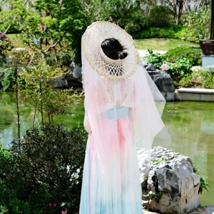 幕笠帽重工水晶帘帷幕汉服帷帽武侠古风仙侠斗笠挡脸遮容百搭面纱