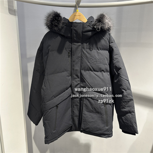 潮流外套羽绒服 真毛领防风保暖中长款 杰克琼斯JackJones冬季 男士
