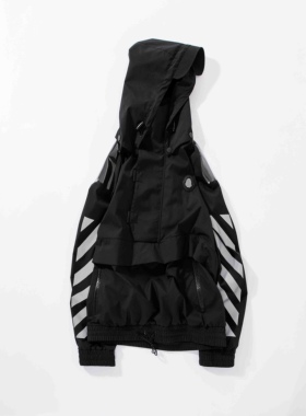 法国黑牌BLACKGATEONE春秋季男士个性X荧光反光印花连帽套头外套