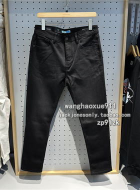 杰克琼斯 秋冬季男士时尚潮流含羊绒901RAY修身小脚黑色牛仔裤