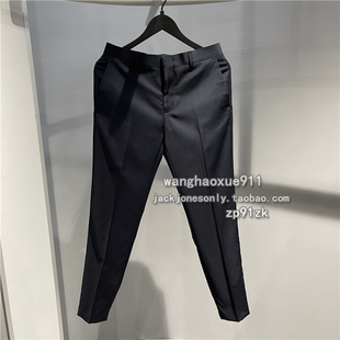 思莱德 秋季男士意大利纯羊毛面料暗条纹潮流直筒正装商务西裤