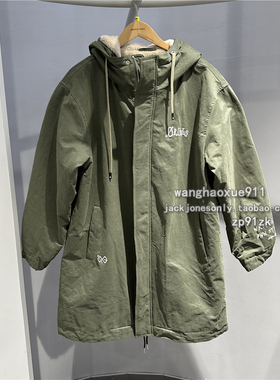杰克琼斯 冬季男士s复古休闲潮百搭棉衣宽松中长款连帽棉服外套