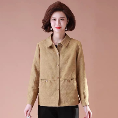 鹤福女装妈妈装春外套中年女装大码夹克衬衫中老年女装阔太太上衣