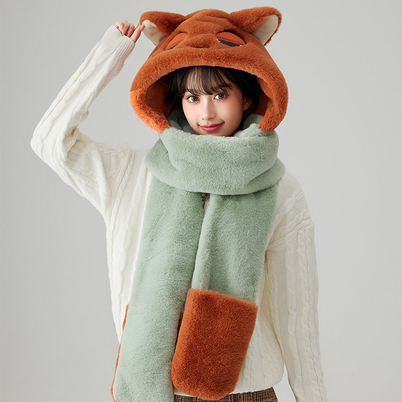 迪士尼新款卡通疯狂动物城帽子围巾手套三件套兔子朱迪火狐尼克冬